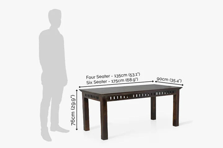Solid Wood Kuber Dining Table - Stone Finish