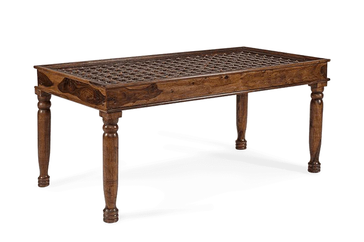 Solid Wood Brass Dining Table C - Honey Finish