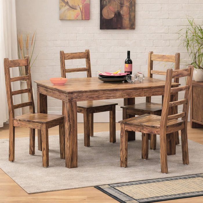 4 Seater Dining Table With Chairs | Honey Finish
