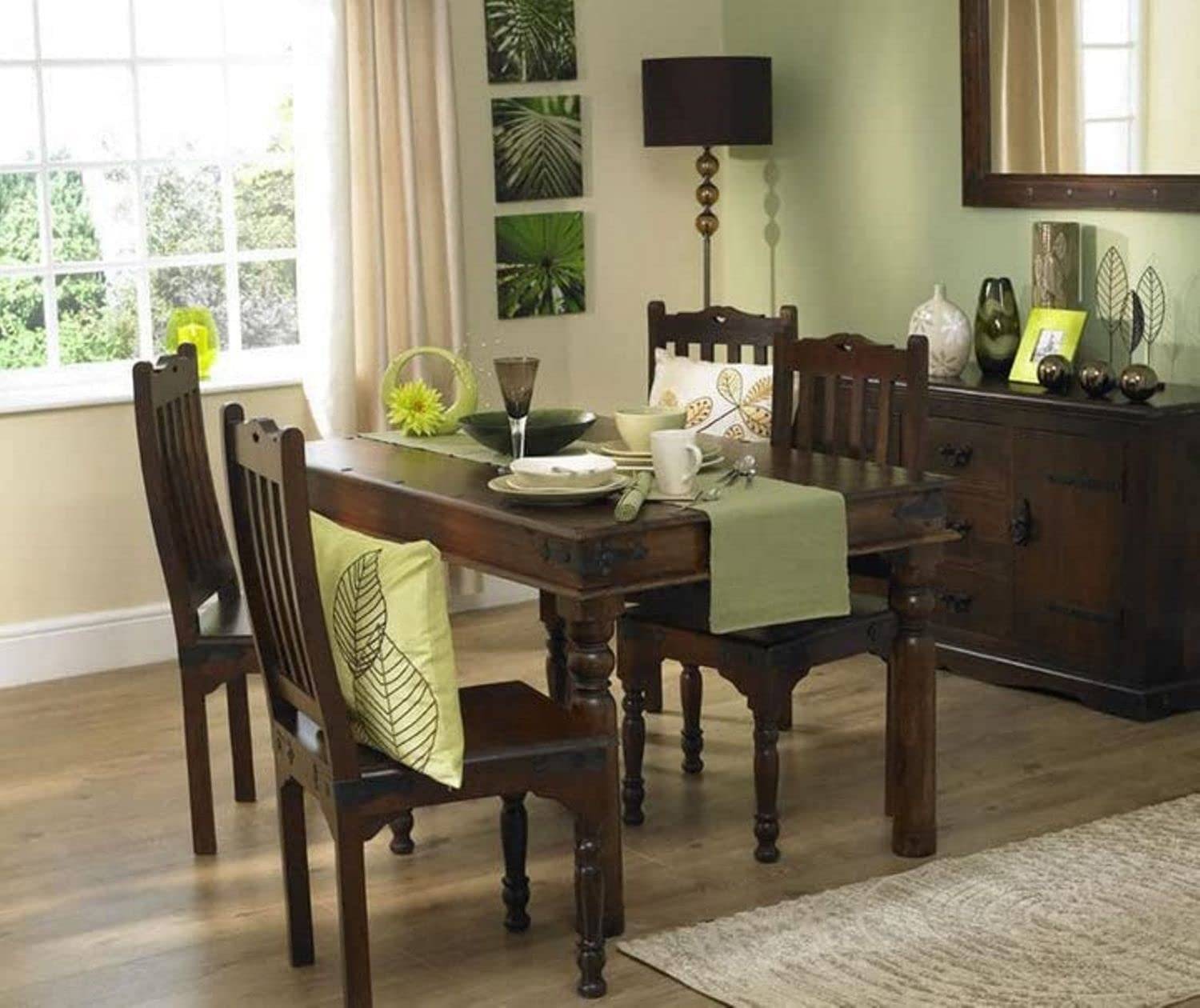 4 Seater Dining Table With Chairs | Walnut_Finish