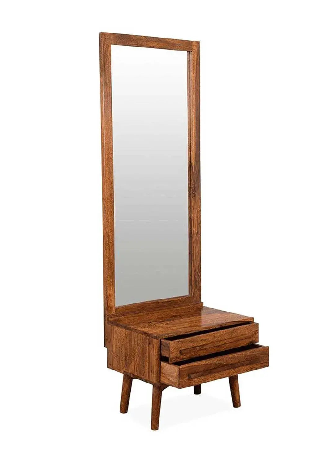 Wood Dressing Table with Mirror Wooden Makeup Vanity Table with 2 Drawer Storage Furniture for Bedroom Living Room Home