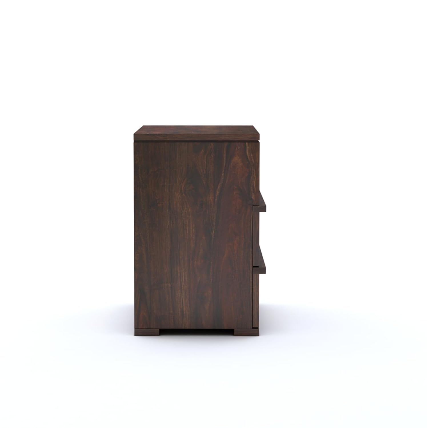 Bedside End Table With 2 Drawers And Open Shelf | Walnut Finish