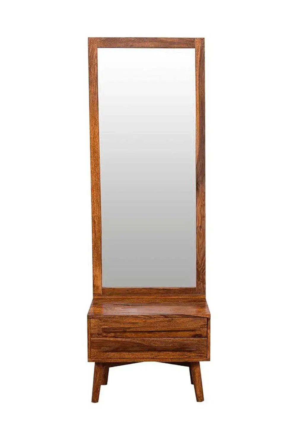 Wood Dressing Table with Mirror Wooden Makeup Vanity Table with 2 Drawer Storage Furniture for Bedroom Living Room Home