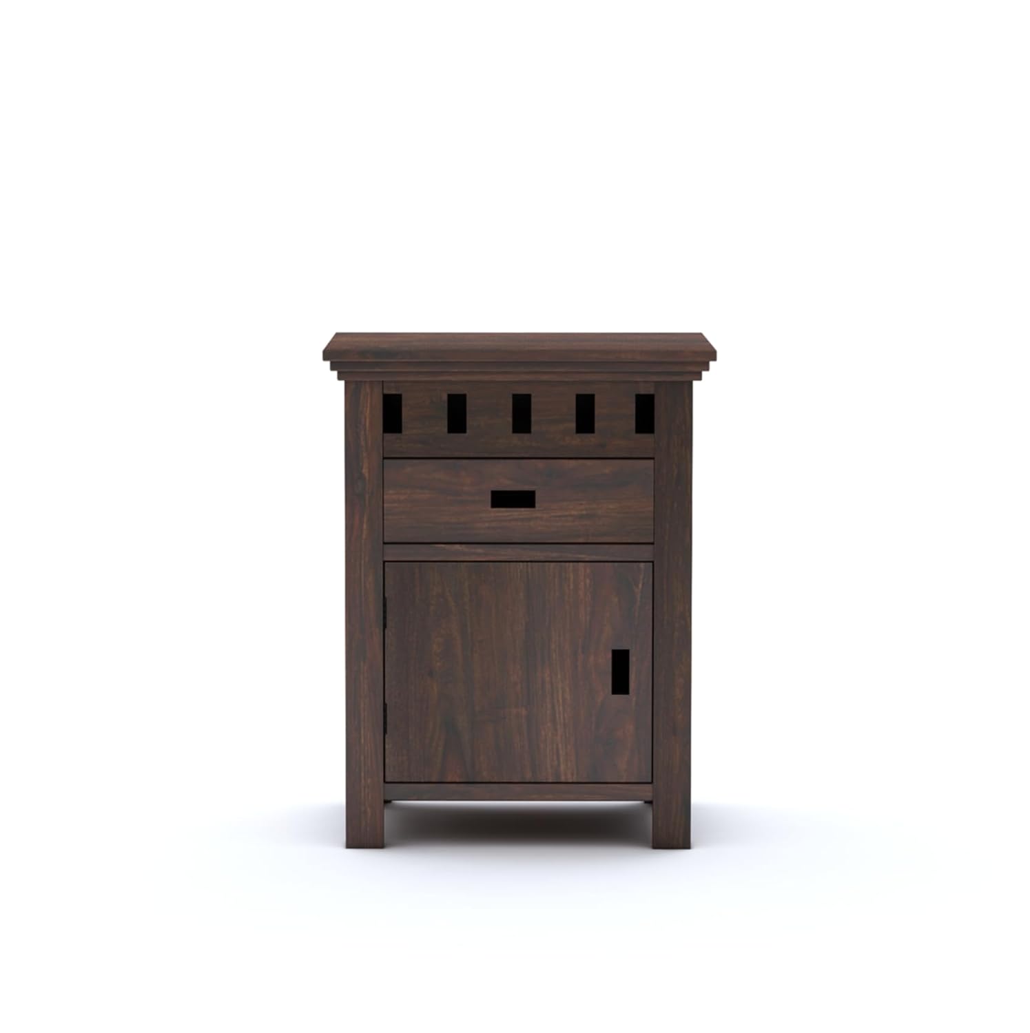 Bedside Table With Drawer And Door Storage | Walnut Finish With 1 Drawer & Door