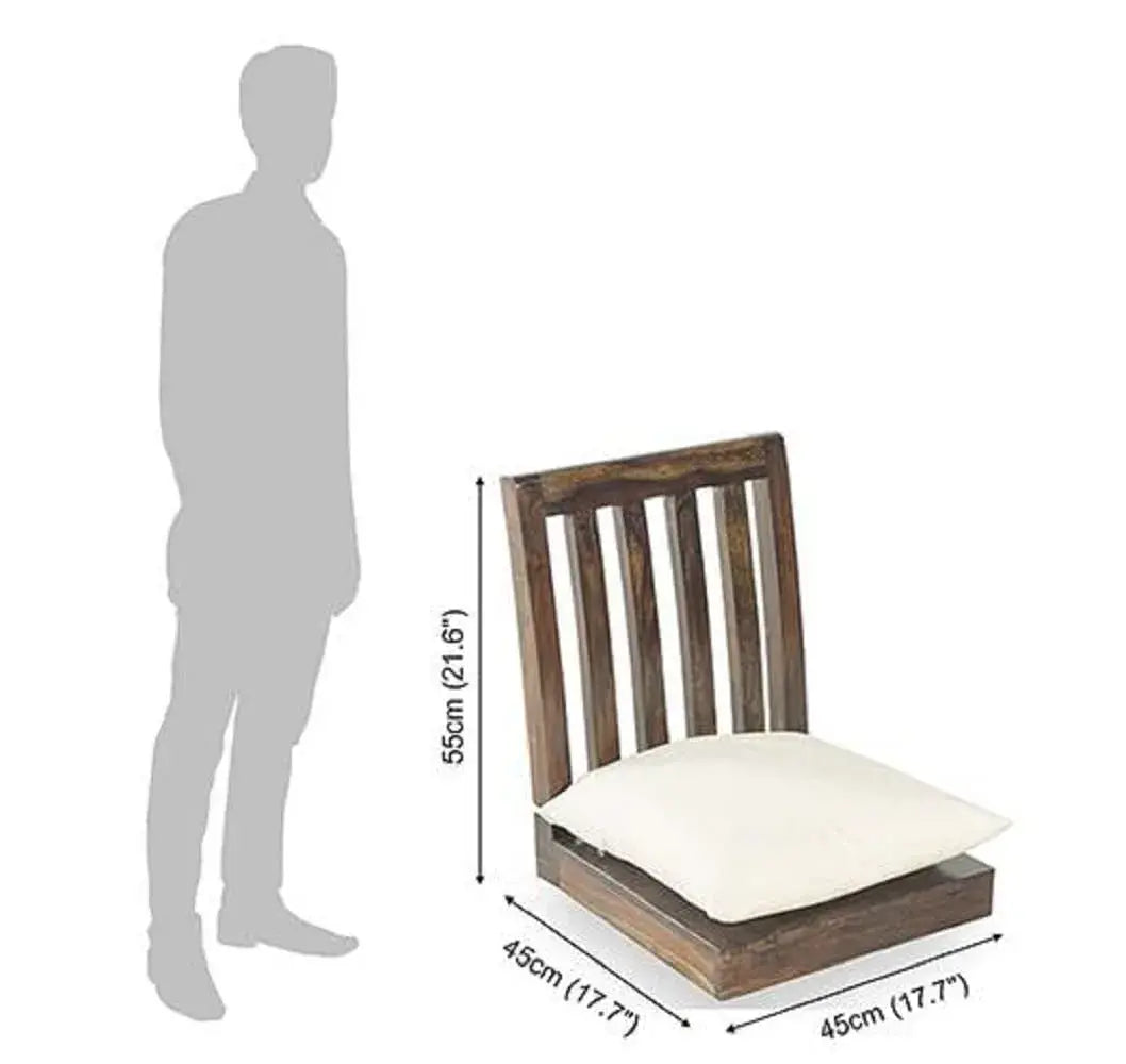 Sheesham Wood Japanese Chair Meditation Chairfor Living Room Home - Pack of 2