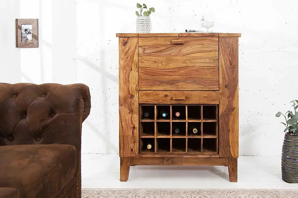 Bar Cabinet For Wine Bottle And Display Unit - Natural-Finish-2
