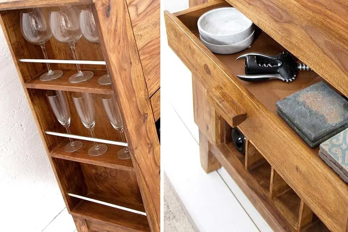 Bar Cabinet For Wine Bottle And Display Unit - Natural-Finish-2