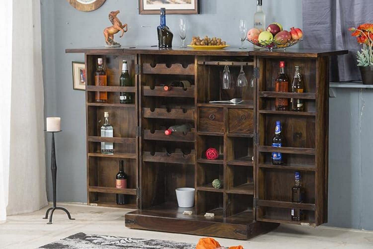 Bar Cabinet For Wine Bottle And Display Unit