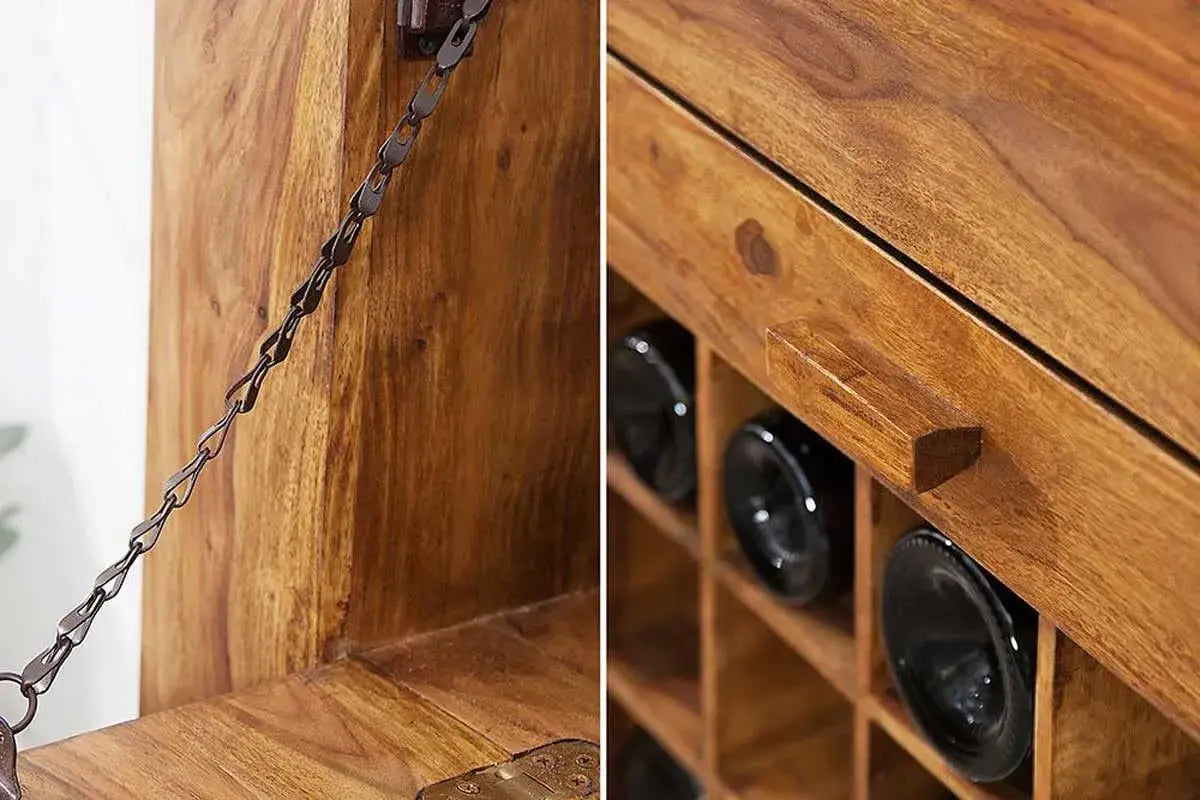 Bar Cabinet For Wine Bottle And Display Unit - Natural-Finish-2