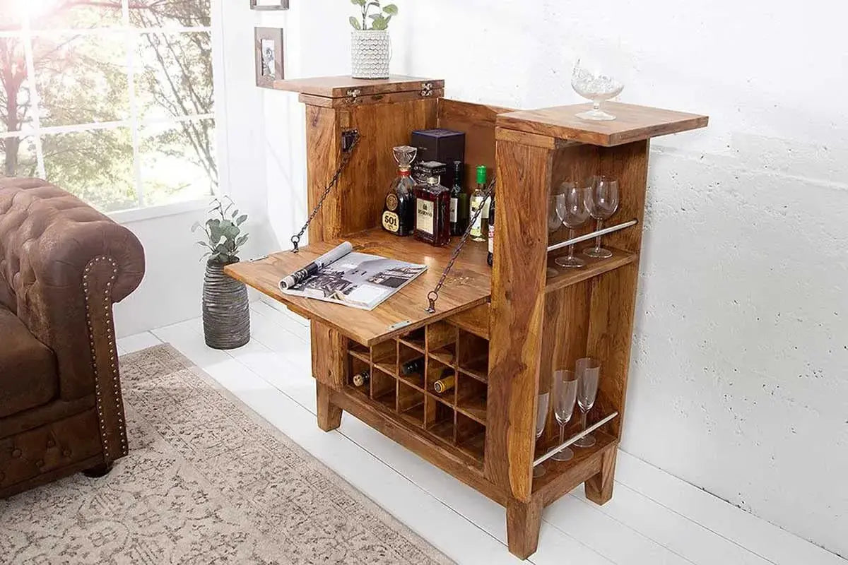 Bar Cabinet For Wine Bottle And Display Unit - Natural-Finish-2