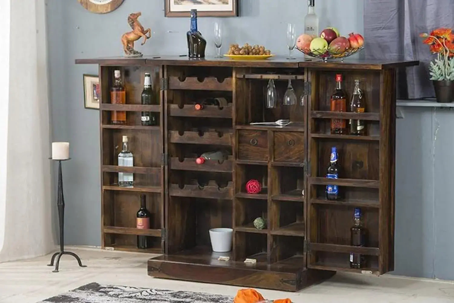 Bar Cabinet For Wine Bottle And Display Unit