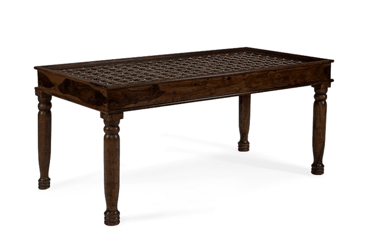 Solid Wood Brass Dining Table C - Walnut Finish