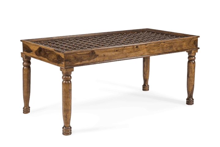 Solid Wood Brass Dining Table C - Stone Finish