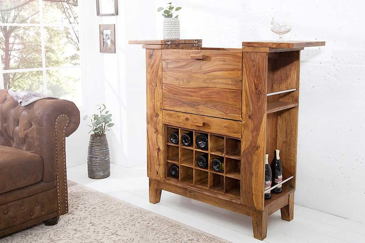 Bar Cabinet For Wine Bottle And Display Unit - Natural-Finish-2