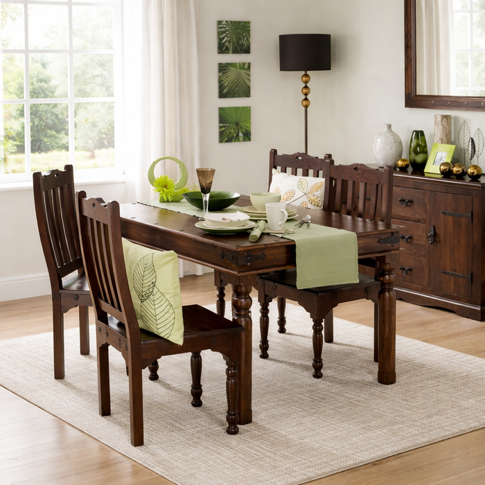 Sheesham Wood Dining Table 4 Seater | Space Saving Four Seater Dinning Table Set with 4 Chairs for Home Office Restaurant & Hotel Wooden Dinner Table 4 Seater Furniture