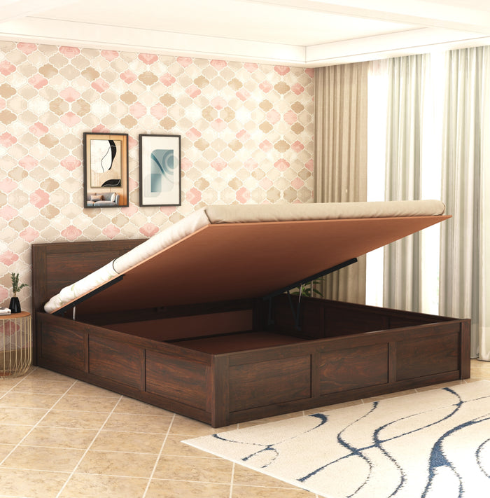 Sheesham Wood Queen Size Bed with Hydraulic Storage for Bedroom Living Room Home Hotel Furniture Wooden Double Bed Cot Palang for Guest Room