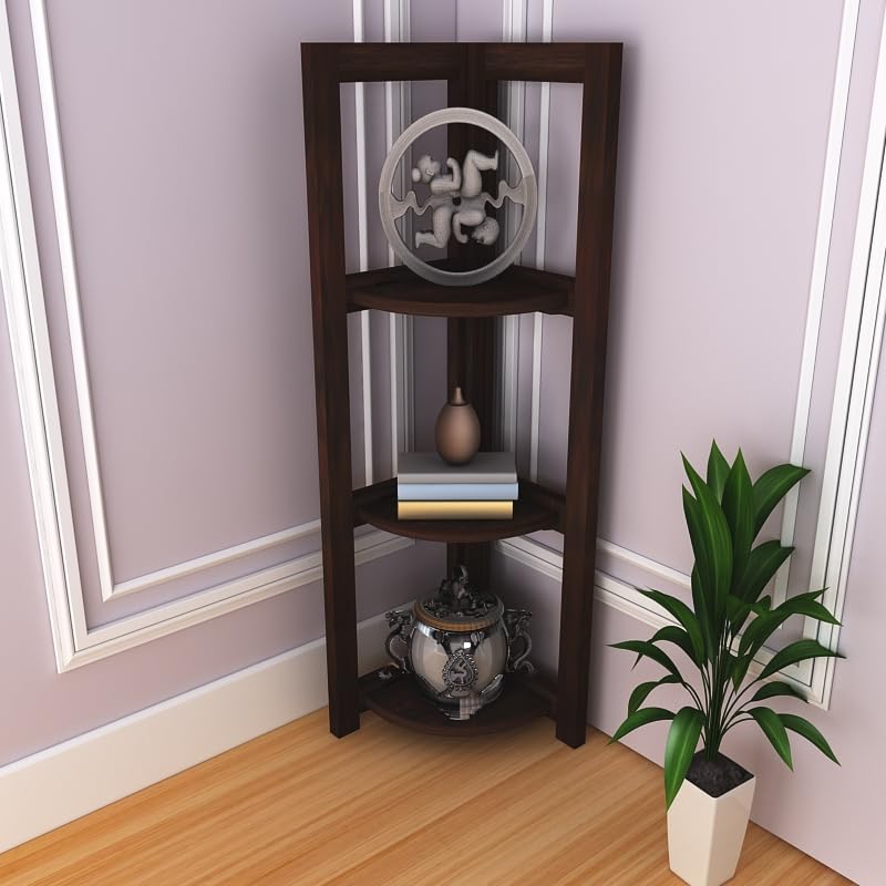3 Tier Corner Shelf & Bookshelf - Walnut Finish
