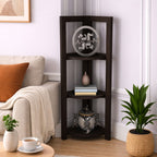 3 Tier Corner Shelf & Bookshelf - Walnut Finish