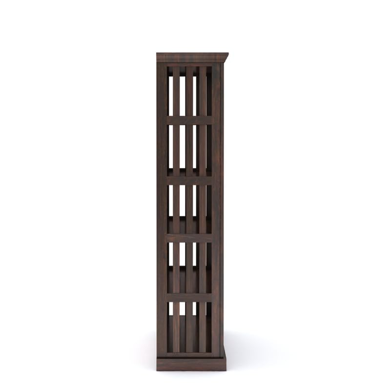 Sheesham Wood Bookshelf with Open Shelf Storage Wooden Bookcase Cabinet Furniture Display Unit for Home Office Living Room, Bedroom