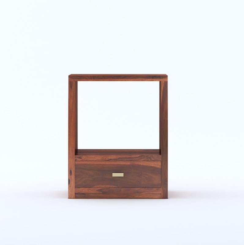 Sheesham Wood Bedside Table with 1 Drawer and Shelf Storage for Bedroom Living Room Home Office Hotel Furniture Wooden Sofa Side Table|Nightstand