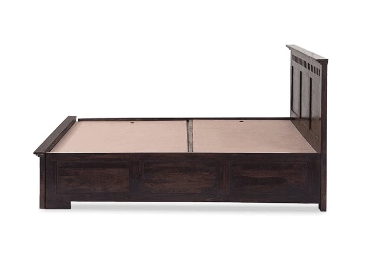 Goyal Handicraft Sheesham Wood Kuber Queen Size Bed with Open Dual Storage for Bedroom Home Wooden Double Bed Cot Palang for Living Room and Hotels (Walnut Finish) | 1 Year Warranty