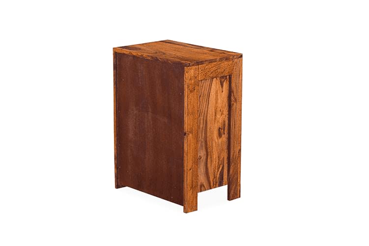 Goyal Handicraft Sheesham Wood Bedside Table with One Drawer and Cabinet Storage for Bedroom, Living Room, Office Nightstand Sofa Side Table End Table Furniture (Honey Finish)