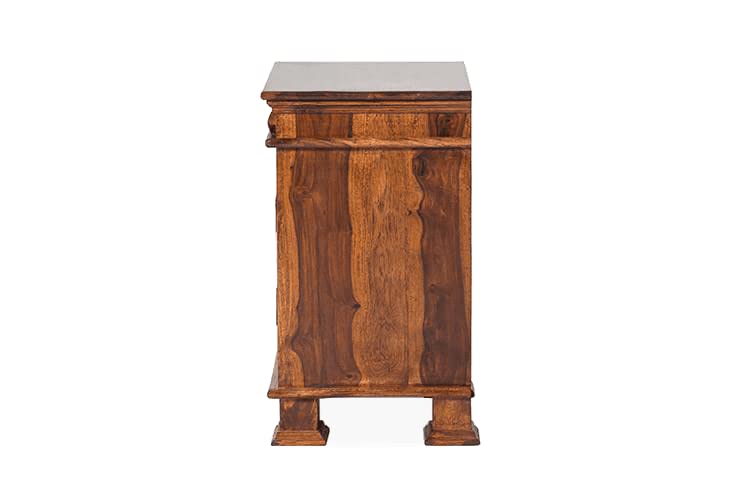 Goyal Handicraft Sheesham Wood Bedside Table with Cabinet Storage Night Stand Sofa Side Table End Table Furniture for Living Room Home Office (Honey Finish)