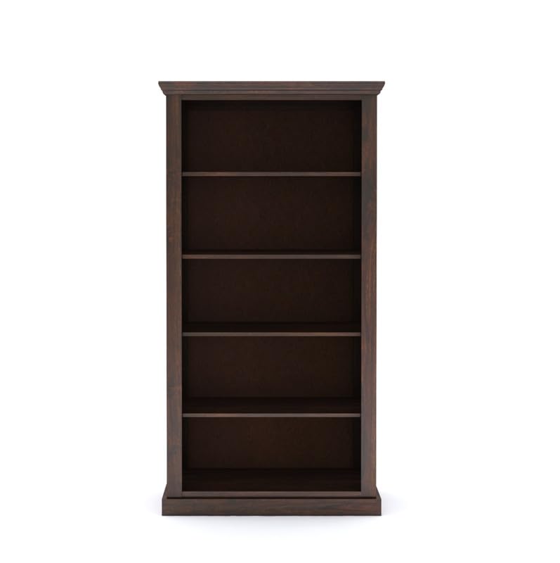 Sheesham Wood Bookshelf with Open Shelf Storage Wooden Bookcase Cabinet Furniture Display Unit for Home Office Living Room, Bedroom