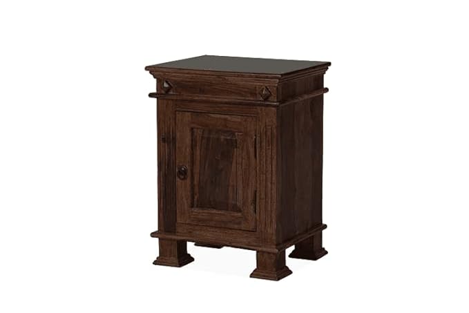 Sheesham Wood Bedside Table with Cabinet Storage Night Stand Sofa Side Table End Table Furniture for Living Room Home Office