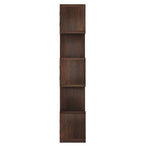 Sheesham Wood 5-Layer Ladder Bookshelf | Zig-Zag Design with 2 Open Shelves & 3 Multicolor Door Storage Bookrack | Display Cabinet Floor Standing Bookcase for Home Library