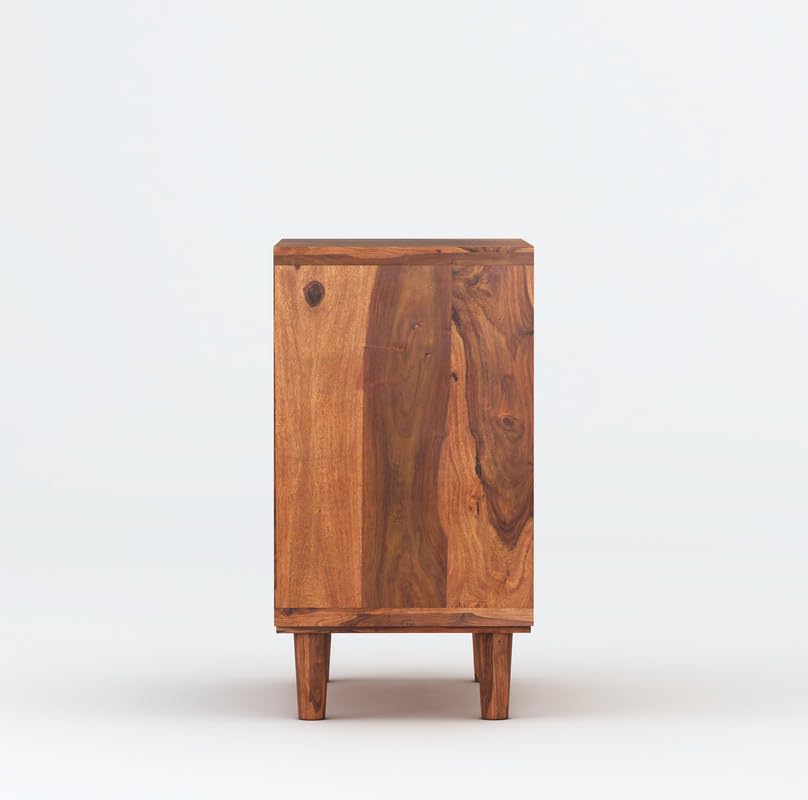Sheesham Wood Bedside Table with Cabinet Storage Night Stand Sofa Side Table End Table Furniture for Living Room Home Office
