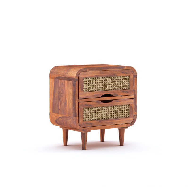Sheesham Wood Bedside Table with Cabinet Storage Night Stand Sofa Side Table End Table Furniture for Living Room Home Office