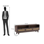 Sheesham Wood TV Cabinet Stand With 3 Cane Drawers And 2 Shelves - Walnut Finish