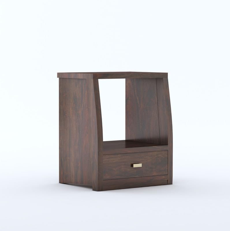 Sheesham Wood Bedside Table with 1 Drawer and Shelf Storage for Bedroom Living Room Home Office Hotel Furniture Wooden Sofa Side Table|Nightstand|End Table
