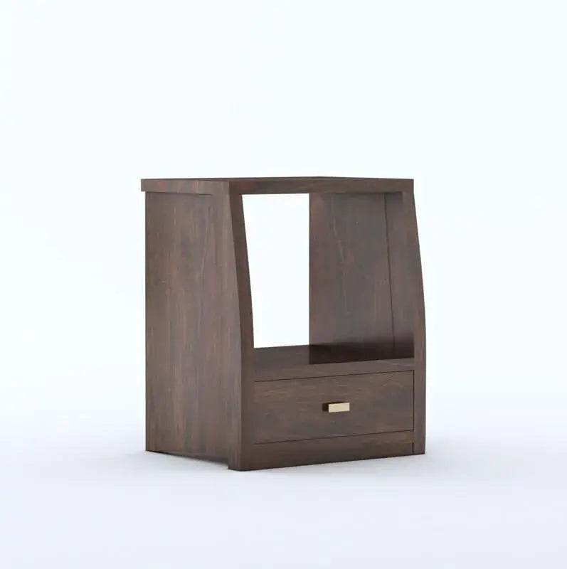 Sheesham Wood Bedside Table With 1 Drawer - Walnut Finish