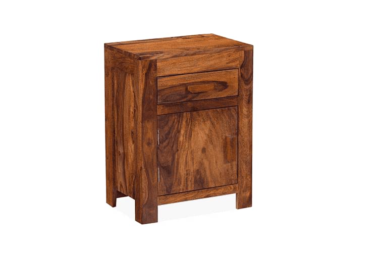Sheesham Wood Bedside Table with One Drawer and Cabinet Storage for Bedroom, Living Room, Office Nightstand Sofa Side Table End Table Furniture