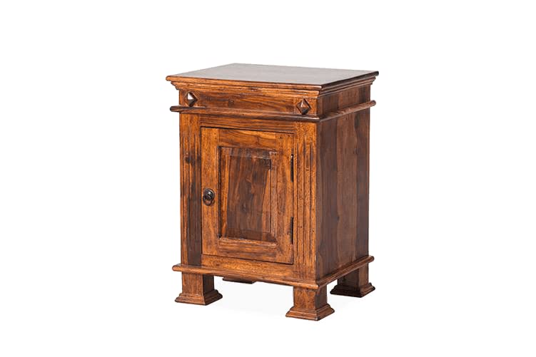 Goyal Handicraft Sheesham Wood Bedside Table with Cabinet Storage Night Stand Sofa Side Table End Table Furniture for Living Room Home Office (Honey Finish)