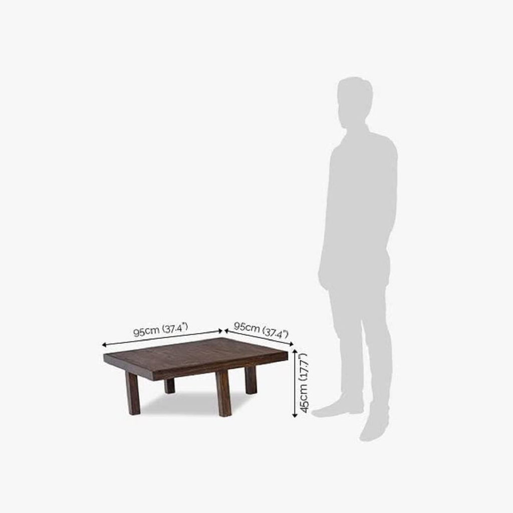 Sheesham Wood Coffee Table with 4 Cushion Stool Wooden Centre Table Teapoy Tea Table Furniture for Bedroom Living Room Home Office