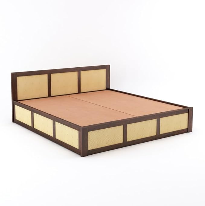 Goyal Handicraft Solid Sheesham Wood Queen Size Bed with Box Storage for Bedroom Home Living Room Hotel Wooden Double Bed Cot Palang Furniture (Walnut Finish)