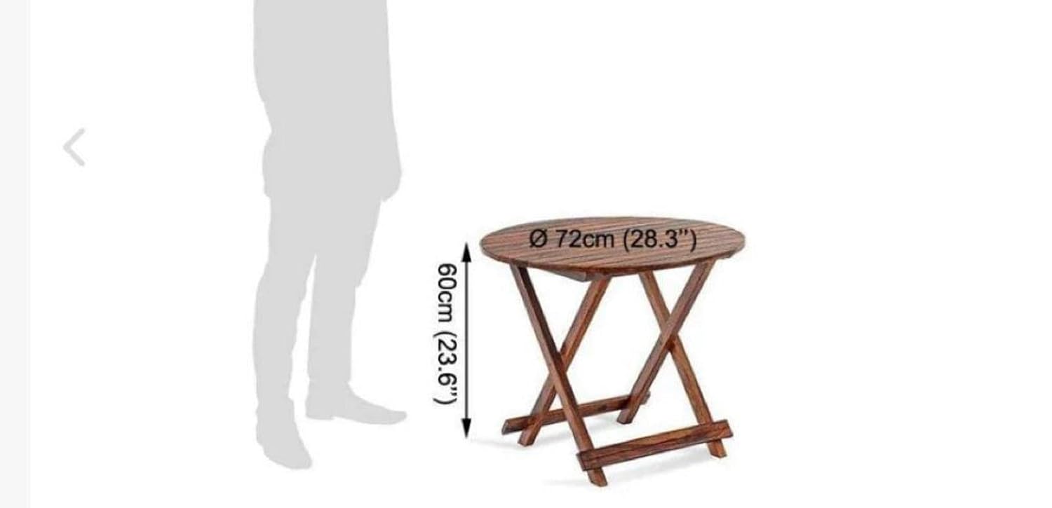 Sheesham Wood Foldable Coffee Tea Table Set with 4 Folding Chairs for Patio Balcony Garden and Outdoor