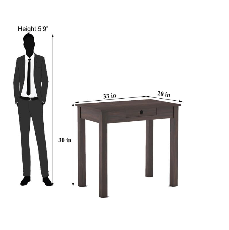 Sheesham Wood Study Table with 1 Drawer Storage | Students Writing Laptop Desk Furniture | Multipurpose Wooden Computer Workstation for Home, Bedroom, Study Room, and Office