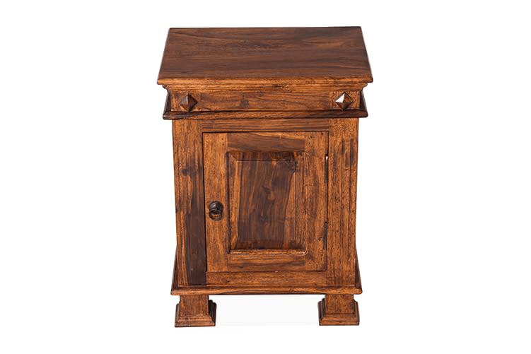 Goyal Handicraft Sheesham Wood Bedside Table with Cabinet Storage Night Stand Sofa Side Table End Table Furniture for Living Room Home Office (Honey Finish)