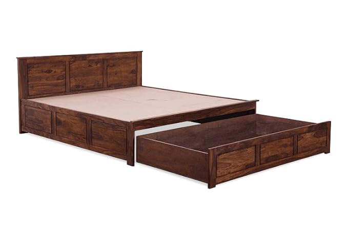 Goyal Handicraft Sheesham Wood King Size Bed with Open Dual Storage for Bedroom Home Wooden Double Bed Cot Palang for Living Room and Hotels (Honey Finish) | 1 Year Warranty