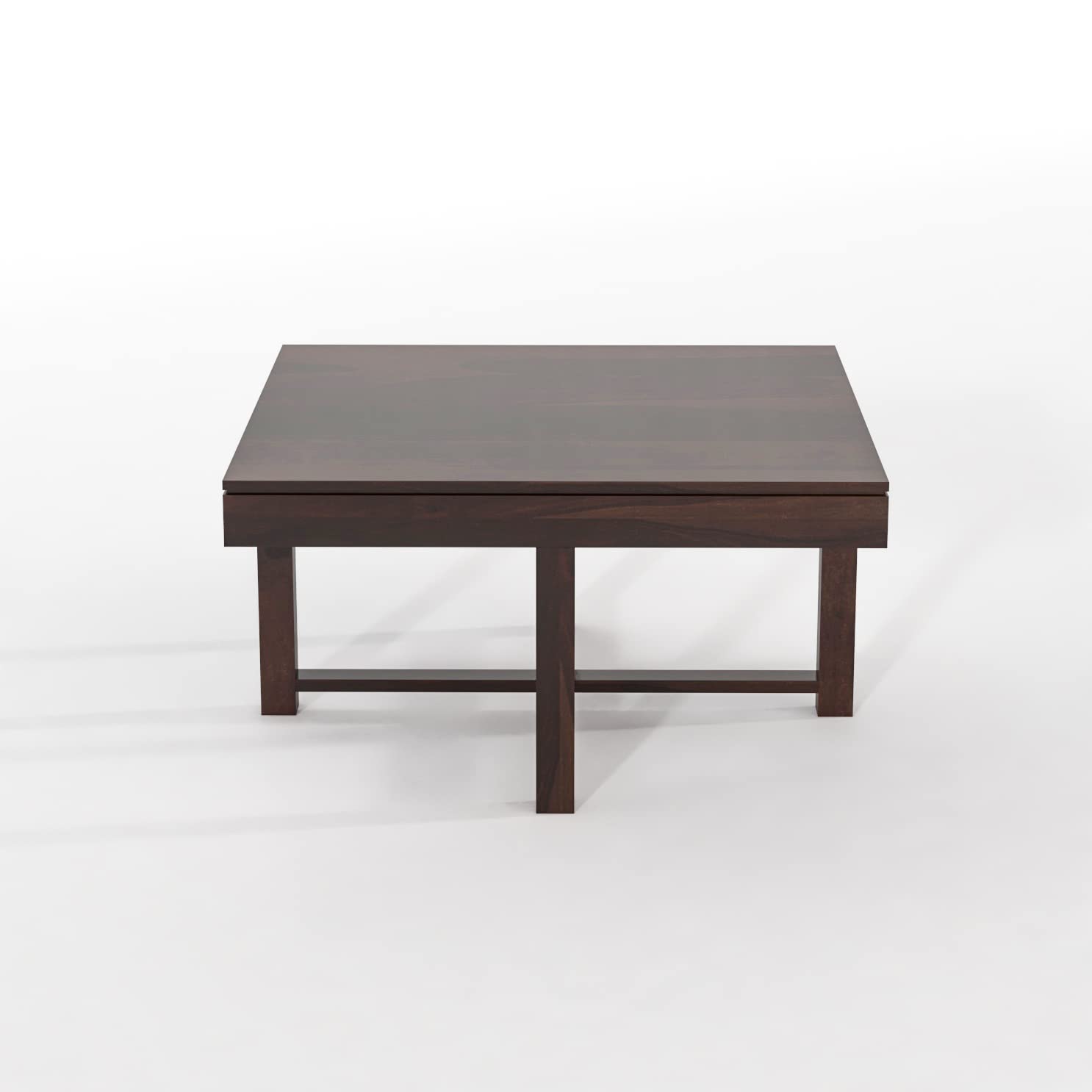 Sheesham Wood Coffee Table with 4 Stools for Living Room Wooden Teapoy Tea Tables Furniture for Hotels Home Office