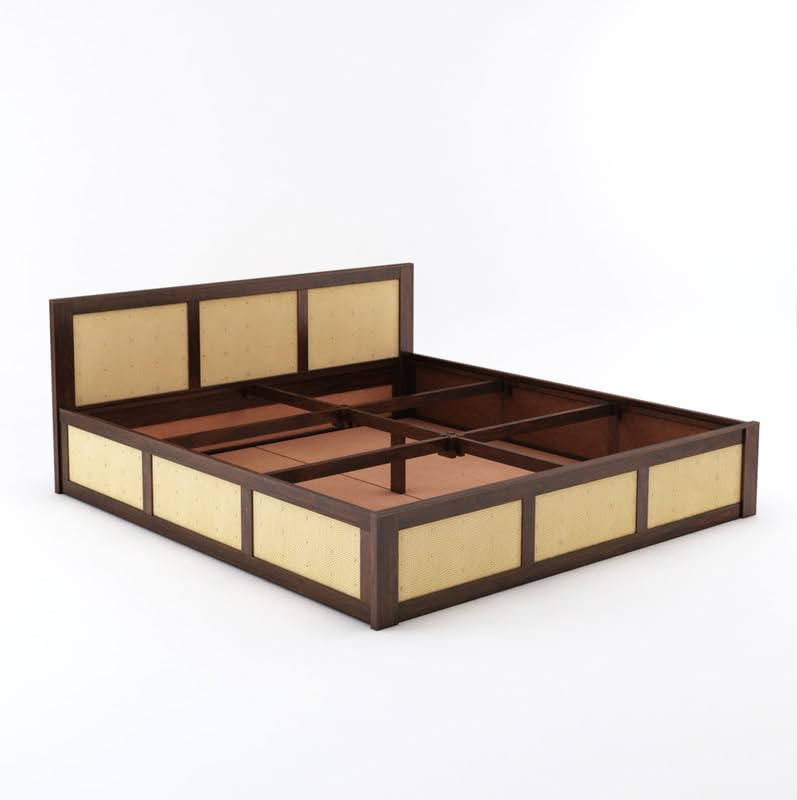 Sheesham Wood Queen Size Bed with Box Storage for Bedroom Home Living Room Hotel Wooden Double Bed Cot Palang Furniture
