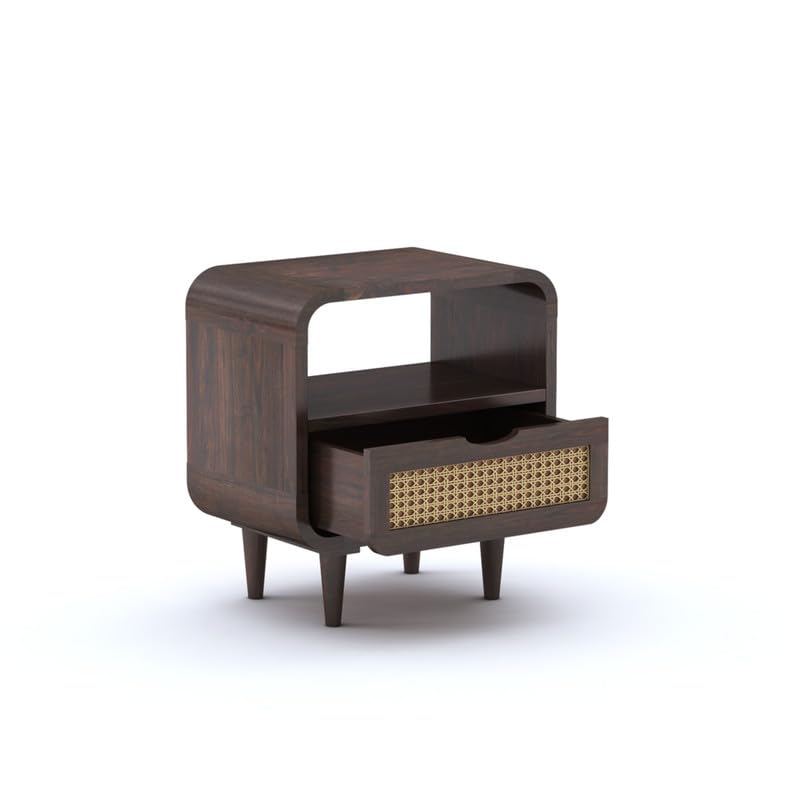 Sheesham Wood Bedside Table with Cabinet Storage Night Stand Sofa Side Table End Table Furniture for Living Room Home Office