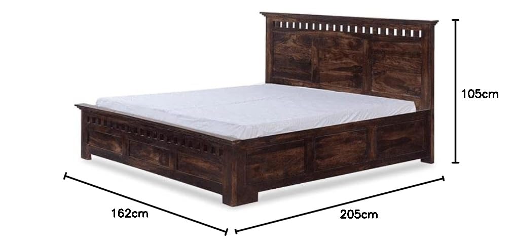 Goyal Handicraft Sheesham Wood Kuber Queen Size Bed with Open Dual Storage for Bedroom Home Wooden Double Bed Cot Palang for Living Room and Hotels (Walnut Finish) | 1 Year Warranty