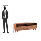 Sheesham Wood TV Cabinet with 3 Drawer Storage TV Stand Table Wooden Furniture Entertainment Unit for Living Room Home