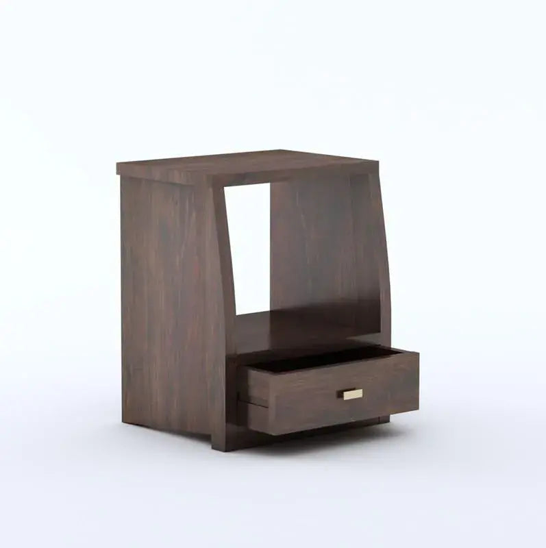 Sheesham Wood Bedside Table With 1 Drawer - Walnut Finish