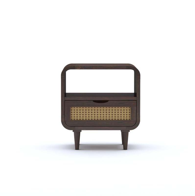 Sheesham Wood Bedside Table with Cabinet Storage Night Stand Sofa Side Table End Table Furniture for Living Room Home Office